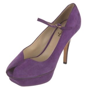 Yves Saint Laurent Tribute Pump Kid Suede Viola Platform Mary Jane IT 38